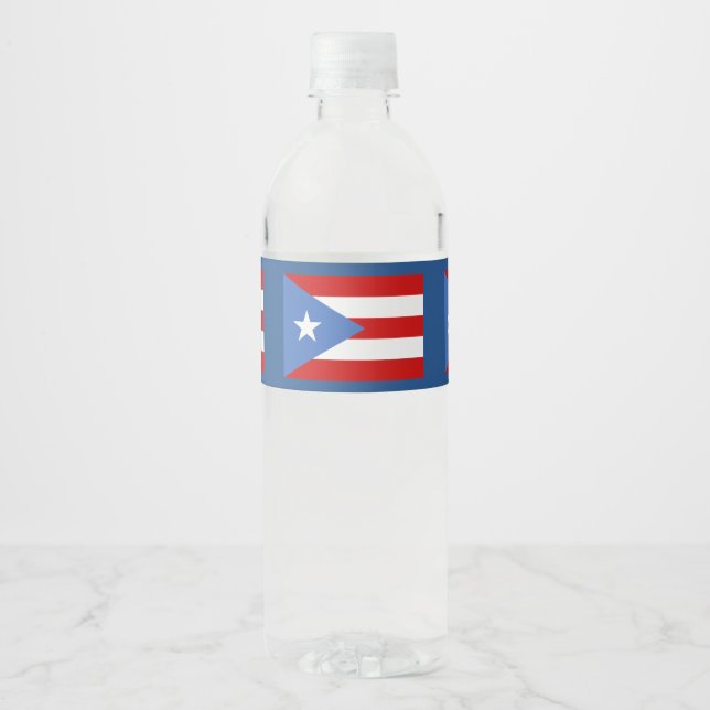 Puerto-Rico-Flagge Wasserflaschenetikett (Vorderseite)