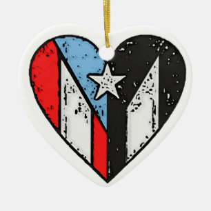 Puerto-Rico-Flaggen Boricua Heart, Puerto Rico Keramik Ornament
