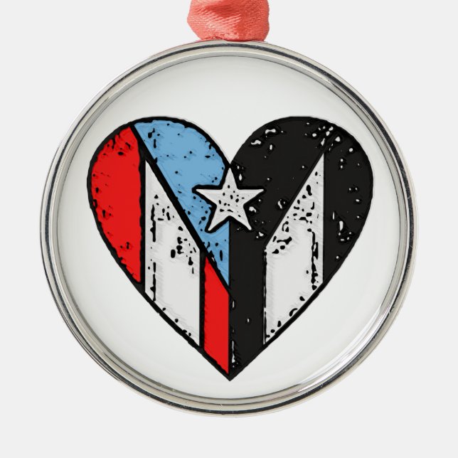 Puerto-Rico-Flaggen Ornament Aus Metall (Vorne)