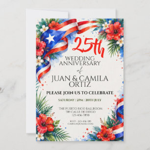 Puerto Rico-Flaggen-Party-Blumenfeier Einladung