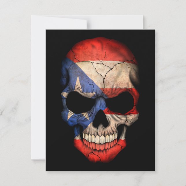 Puerto-Rico-Flaggenschädel auf schwarz (Vorderseite)