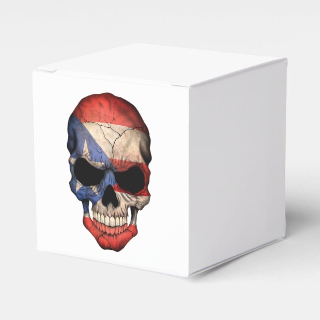 Puerto-Rico-Flaggenschädel Geschenkschachtel (Vorderseite)