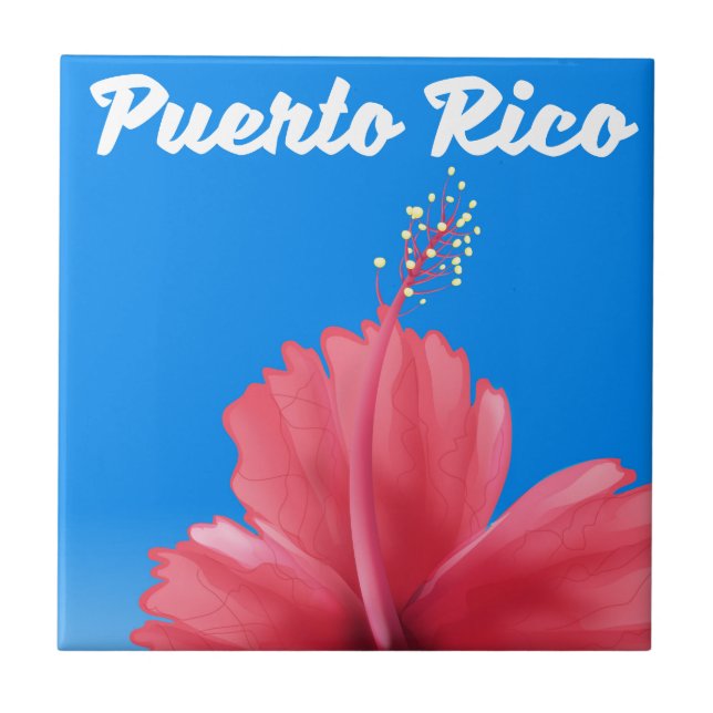 Puerto Rico Flor de maga Reiseplakat Fliese (Vorderseite)