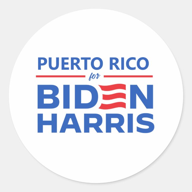 Puerto Rico für Biden Harris Runder Aufkleber (Vorderseite)