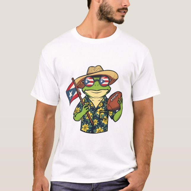 Puerto Rico Fußball Coquí Frosch Boricua Stolz T-Shirt (Vorderseite)