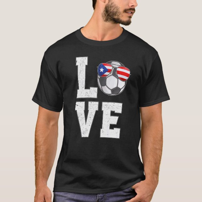 Puerto Rico Fußball Liebe Puerto Rico Fahnenflagge T-Shirt (Vorderseite)