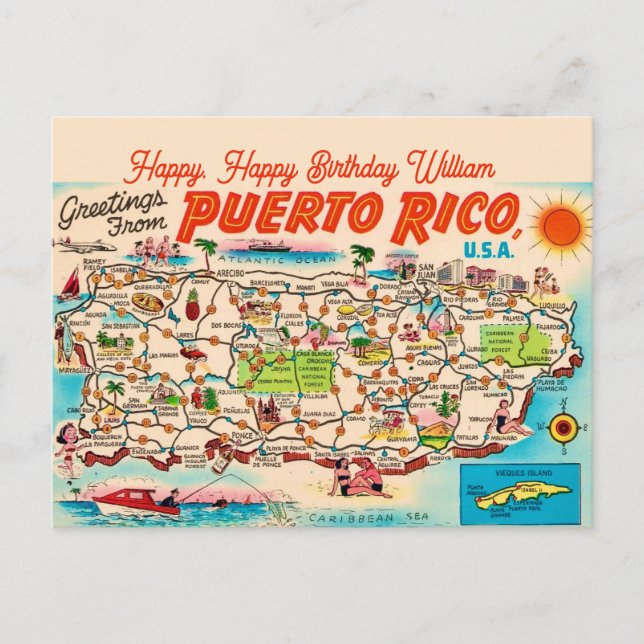 Puerto Rico Geburtstagsgruß Postkarte (Vorderseite)