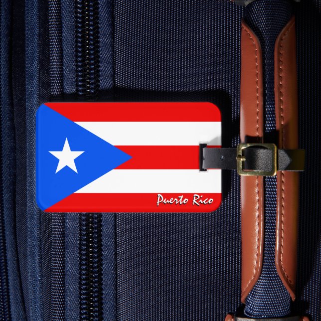 Puerto Rico Gepäcksmarken, Puerto-Rico-Flagge Gepäckanhänger (Vorderseite Insitu 4)