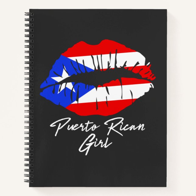 Puerto Rico Girl Lips Flag Boricua Karibik Liebe Notizbuch (Vorderseite)