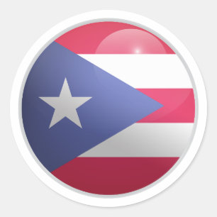 Puerto Rico Glänzender Kreis Flagge Runder Aufkleber