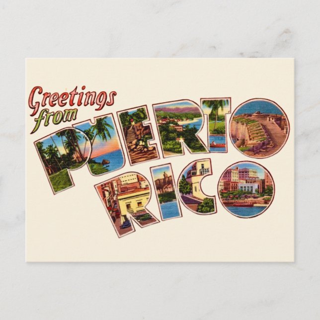Puerto Rico Greetings Postcard Postkarte (Vorderseite)