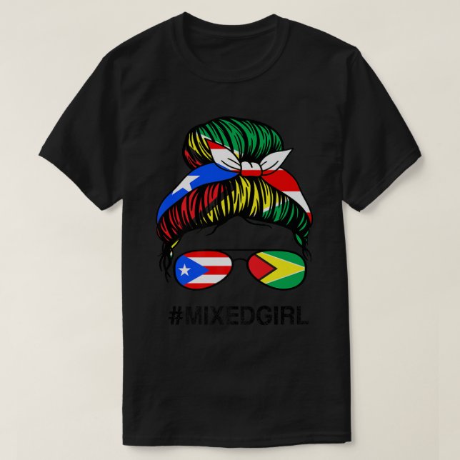 Puerto Rico Guyana Flag Puerto Rico Guyana Mess T-Shirt (Design vorne)
