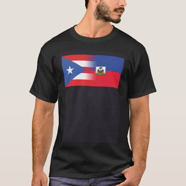 Puerto Rico Haitianischer Flagg Puerto Rico Haiti T-Shirt (Vorderseite)