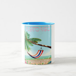 Puerto Rico Hängematten-Reiseplakat Zweifarbige Tasse