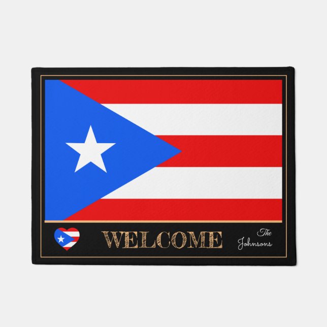 Puerto Rico Hausmatte, Flaggensport / Willkommen Fußmatte (Vorderseite)