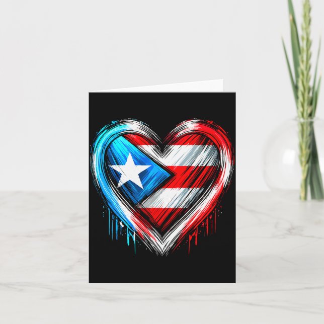 Puerto Rico Heart Puerto Rican Flag  Karte (Vorderseite)