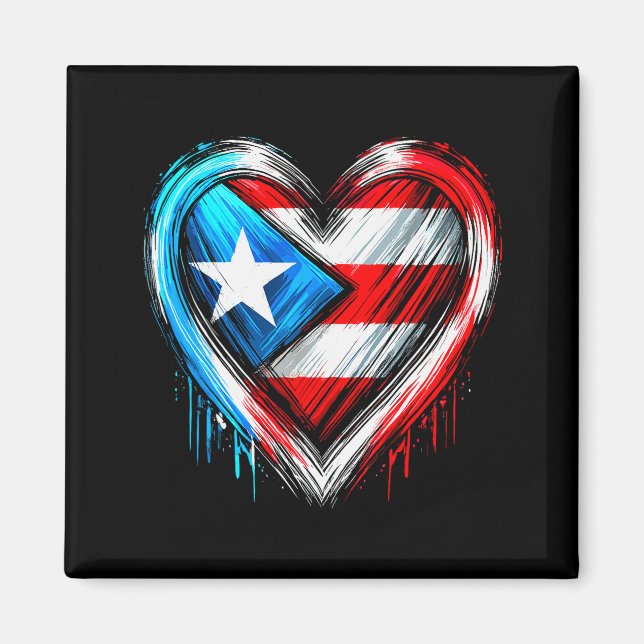 Puerto Rico Heart Puerto Rican Flag  Magnet (Vorne)