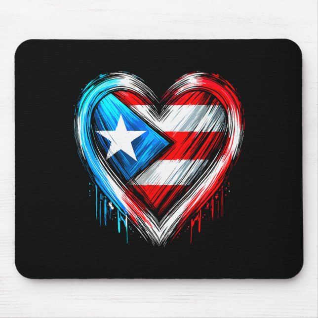 Puerto Rico Heart Puerto Rican Flag  Mousepad (Vorne)