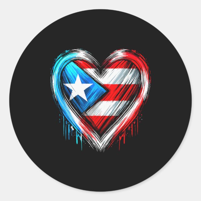 Puerto Rico Heart Puerto Rican Flag  Runder Aufkleber (Vorderseite)
