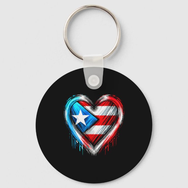 Puerto Rico Heart Puerto Rican Flag  Schlüsselanhänger (Vorderseite)