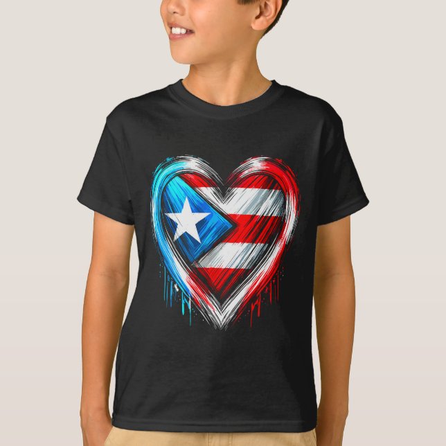Puerto Rico Heart Puerto Rican Flag  T-Shirt (Vorderseite)