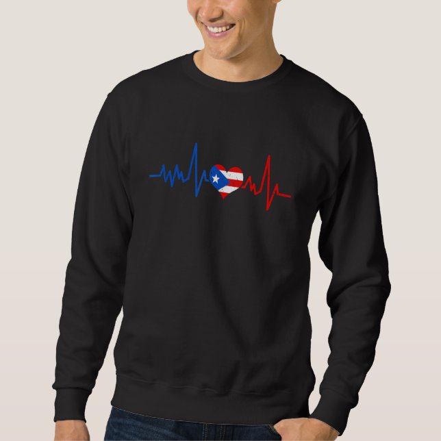 Puerto Rico Heart Puertorro Heartbeat EKG Pulse Pu Sweatshirt (Vorderseite)
