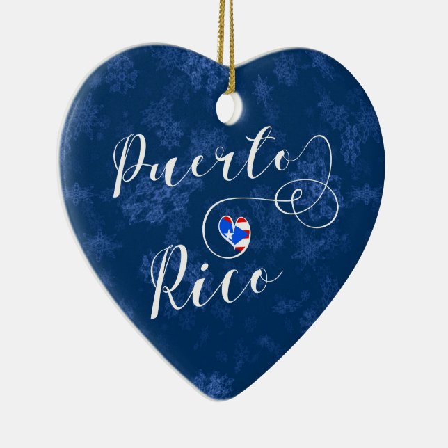 Puerto Rico Herz, Weihnachtsbaum Keramik Ornament (Rechts)