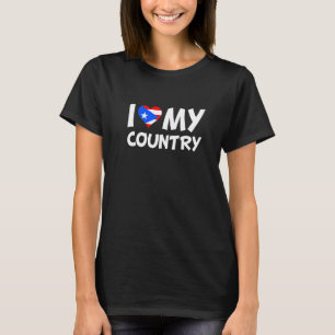 Puerto Rico I Liebe Mein Land Boricua Flag Herz T-Shirt