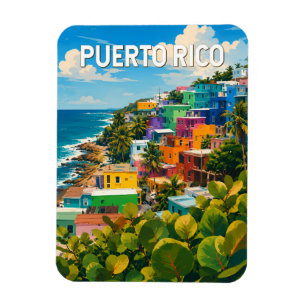 Puerto Rico Illustration Reise Kunst Vintage Magnet