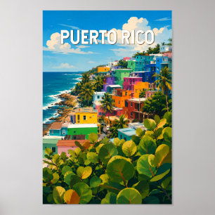 Puerto Rico Illustration Reise Kunst Vintage Poster
