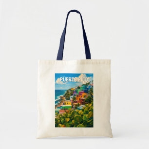 Puerto Rico Illustration Reise Kunst Vintage Tragetasche