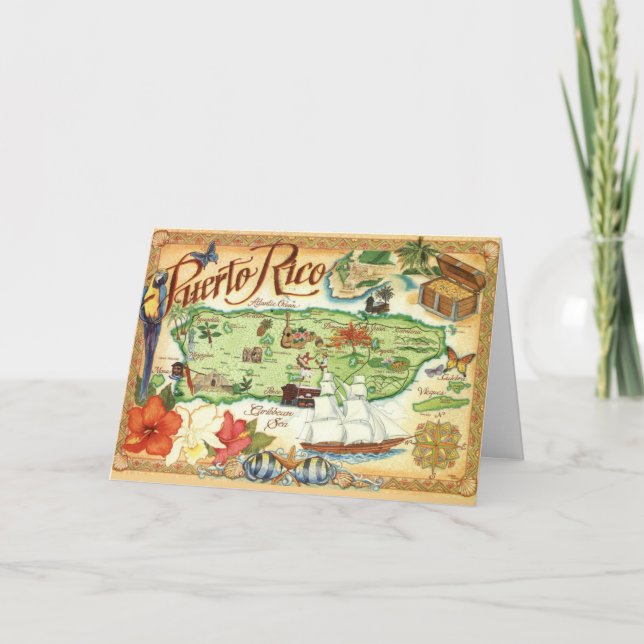 Puerto Rico Illustrierte Karte (Vorderseite)