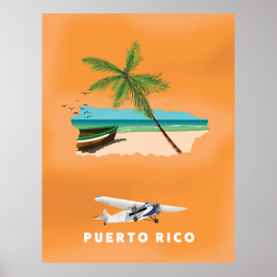 Puerto Rico illustrierte Karte Reiseplakat. Poster