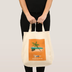 Puerto Rico illustrierte Karte Reiseplakat. Tragetasche