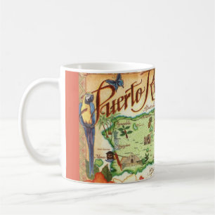 Puerto Rico illustrierte Karten-Tasse Kaffeetasse