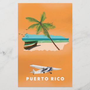 Puerto Rico illustrierte Reiselandkarte Poster.