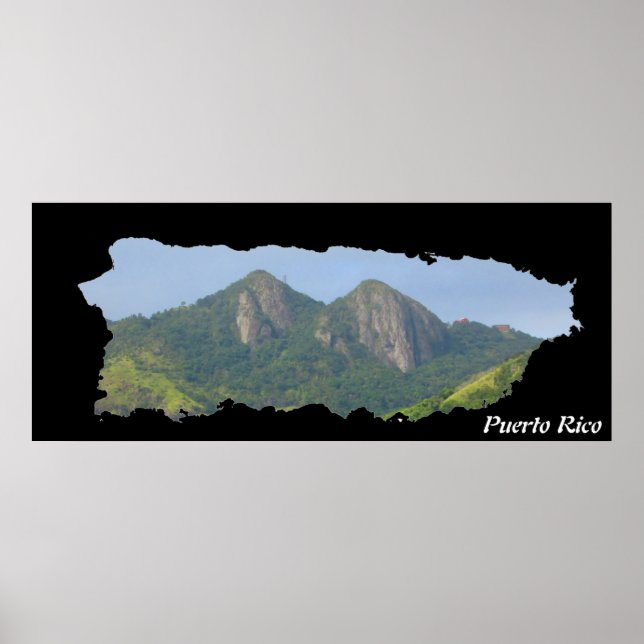 Puerto Rico Insel Karte Cayey Poster (Vorne)
