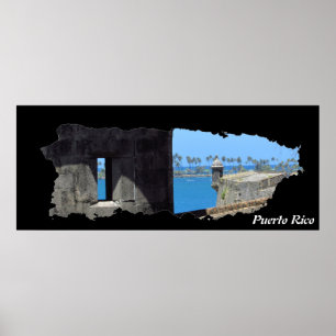 Puerto Rico Insel Karte El Morro Poster