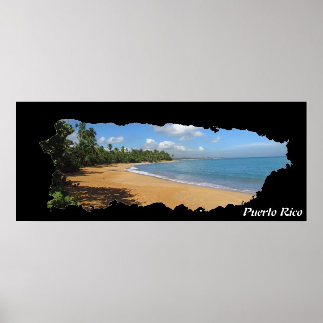 Puerto Rico Insel Karte Luquillo Strand Poster (Vorne)