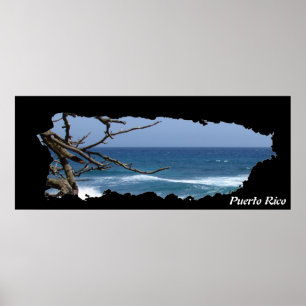 Puerto Rico Insel Karte Strand Poster