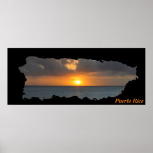 Puerto Rico Insel Karte Sunset Poster