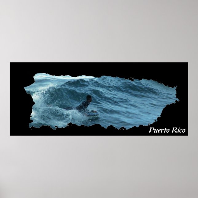 Puerto Rico Insel Karte Surfen Poster (Vorne)