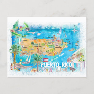 Puerto Rico Inseln Illustrierte Karte