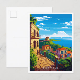 Puerto Rico Karibik Reise Vintage-Illustration Postkarte