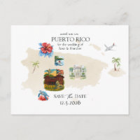 Puerto Rico Karte Hochzeit in Urlaubsort Save the 