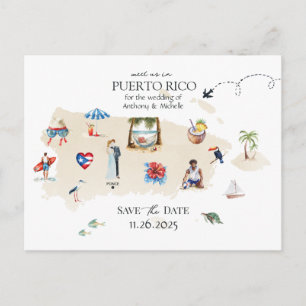 Puerto Rico Karte Hochzeit in Urlaubsort Save the 
