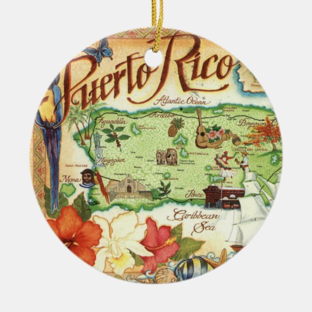 Puerto Rico Karte Ornament (Vorne)