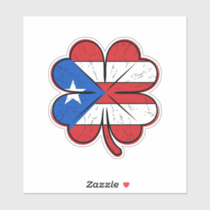 Puerto Rico Kleeblattflagge Vintage Gravur Vektor Aufkleber