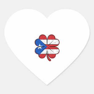 Puerto Rico Kleeblattflagge Vintage Gravur Vektor  Herz-Aufkleber