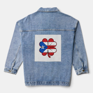Puerto Rico Kleeblattflagge Vintage Gravur Vektor  Jeansjacke
